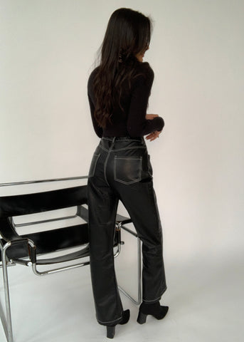 Jackson Contrast Leather Pants