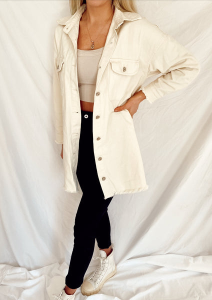 image to buy women's clothing white button up shacket 