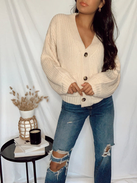 Forever Young Champagne Knit Cardigan